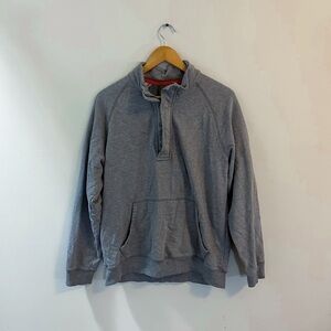 LLBean Gray Long Sleeve Quarter Zip Button Up Sweatshirt
